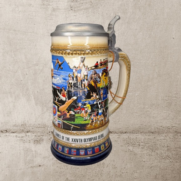 Vintage 1988 Budweiser Summer Olympics Seoul XXIV Beer Mug Stein Collectible - Picture 3 of 7
